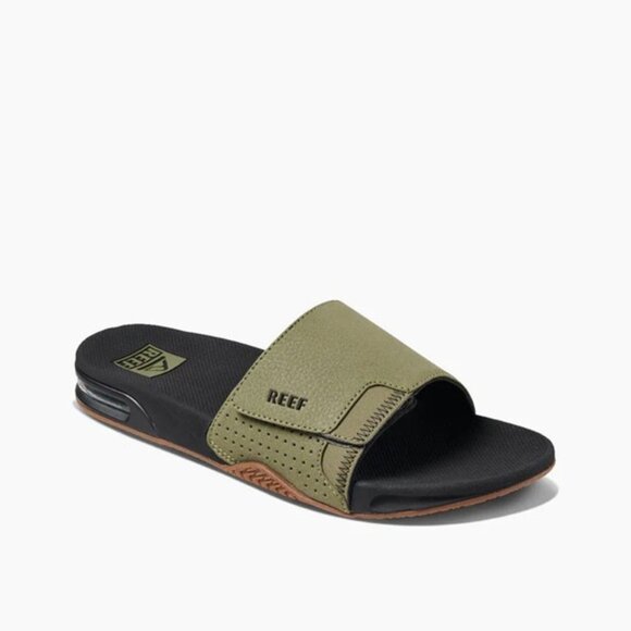 Reef Olive/Gum Fanning Slide Sandal Built-in Bottle Opener Mens Size 9 main image 7
